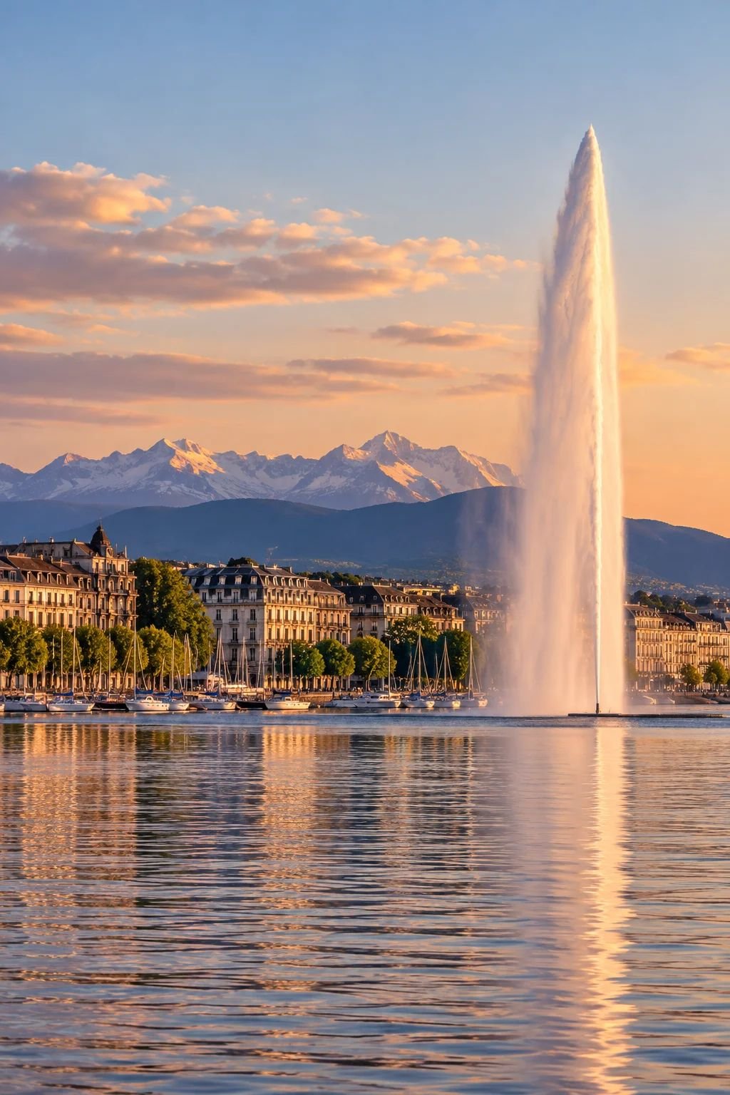 Genève au coucher du soleil Geneve formation hotel